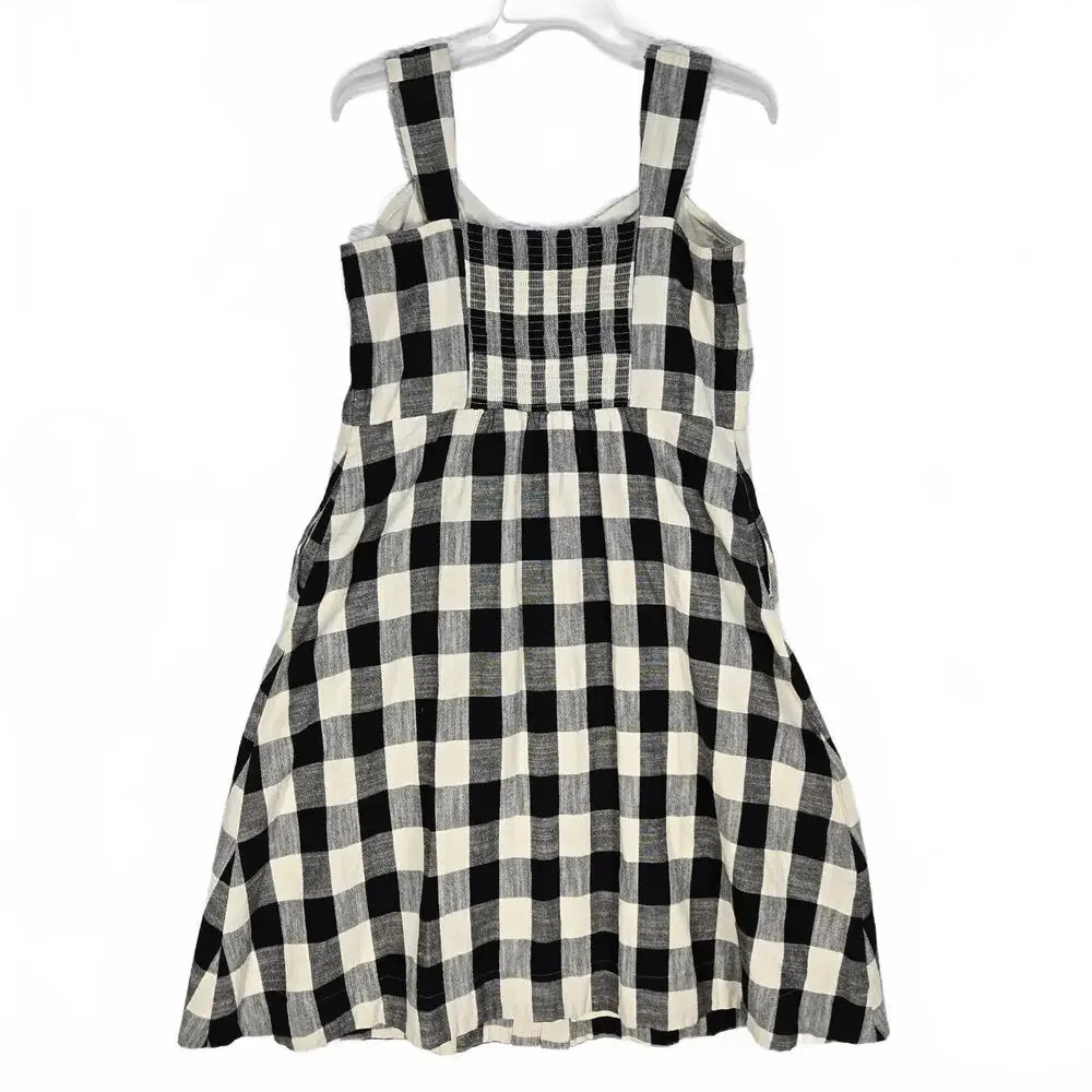 Rachel Roy XXL Black White Gingham Cotton Midi Dress Button Front Pockets - Picture 2 of 9